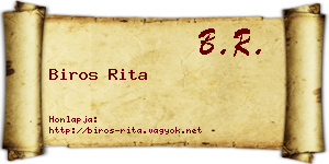 Biros Rita névjegykártya